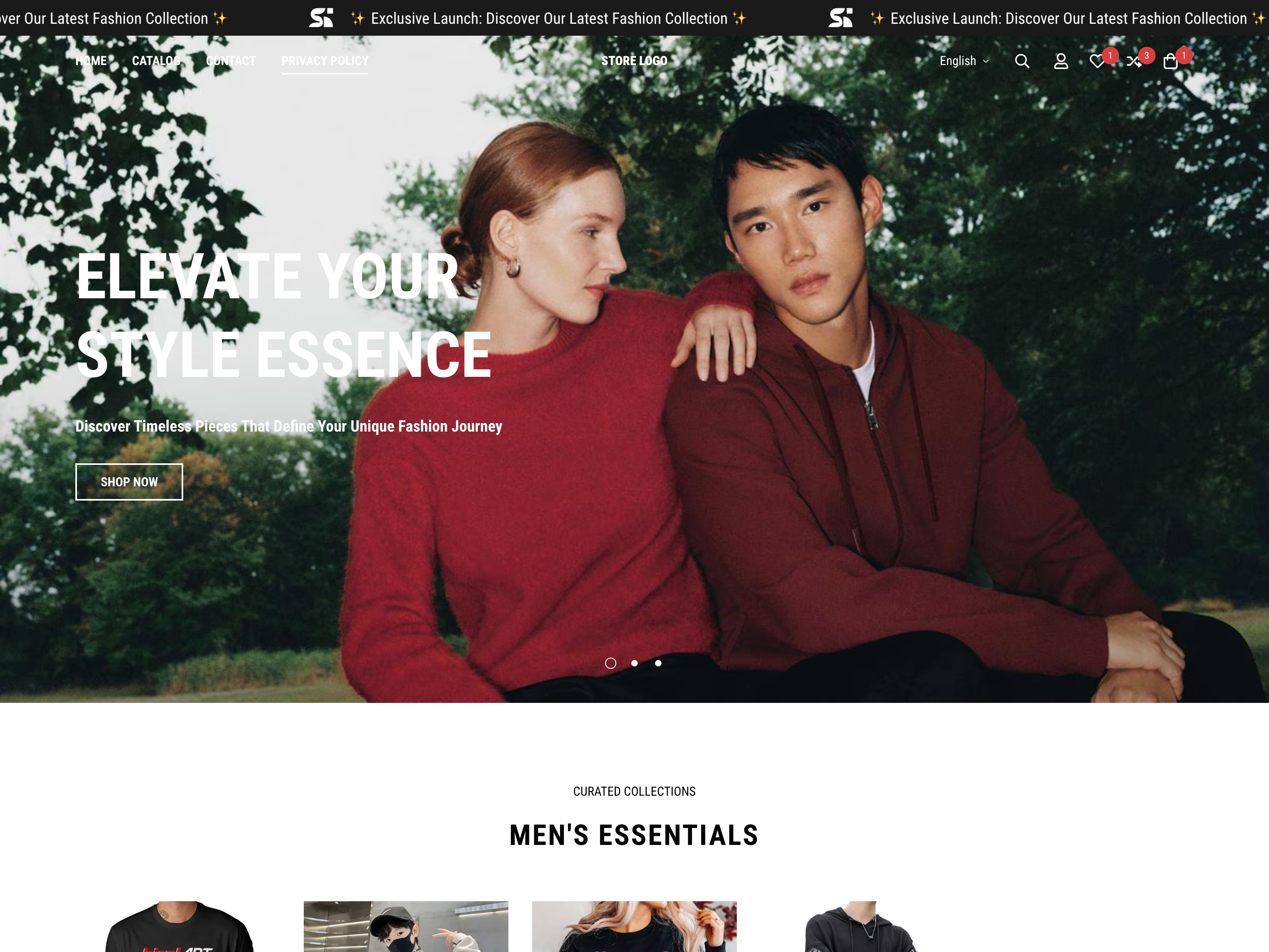 Yune Shopify Theme - Modern elegant collection page with clean layout